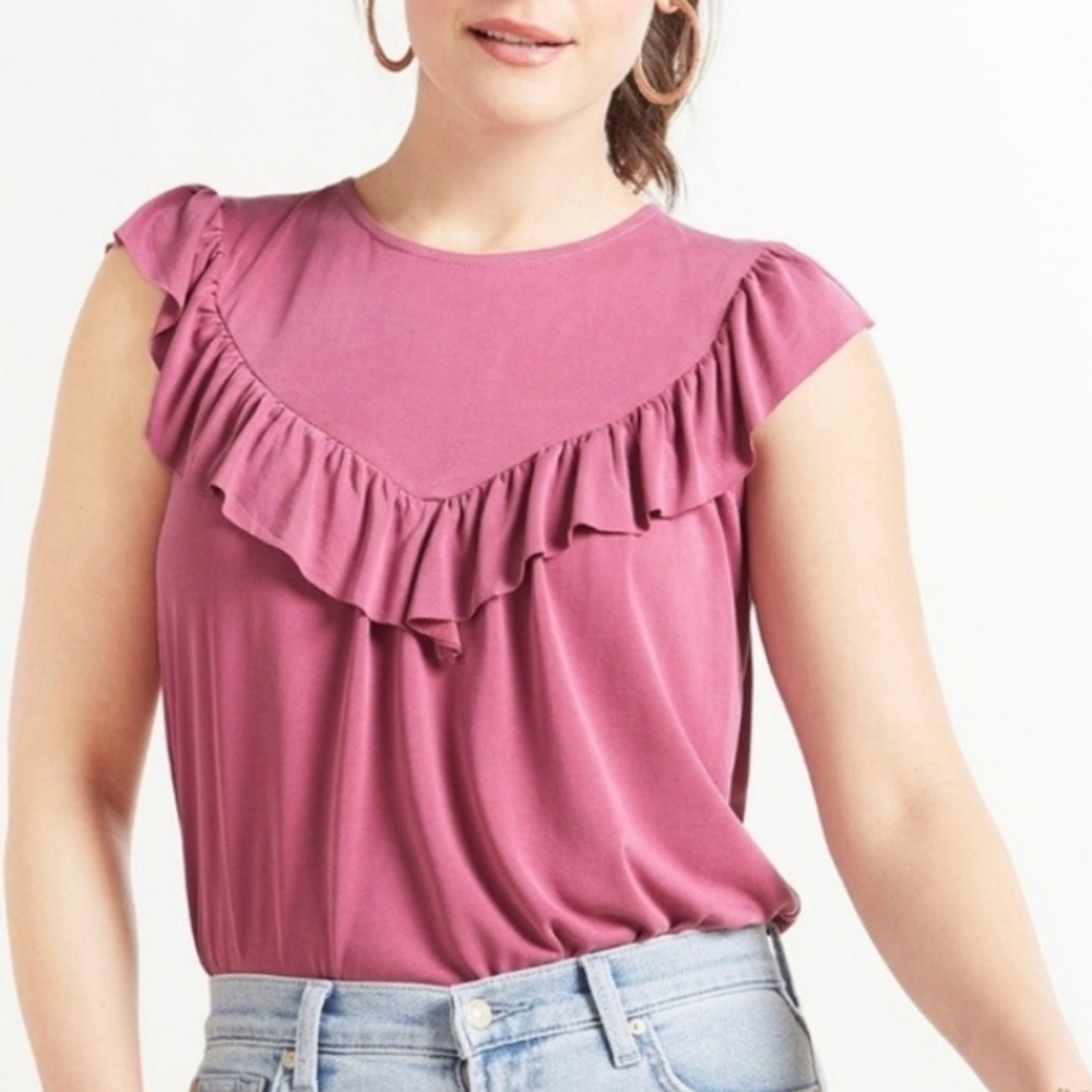 Evereve Adrienne Ruffle Modal Top